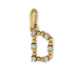 Buchstaben Anhänger D in Gelbgold mit einzelnen Lab Grown Diamanten besetzt.