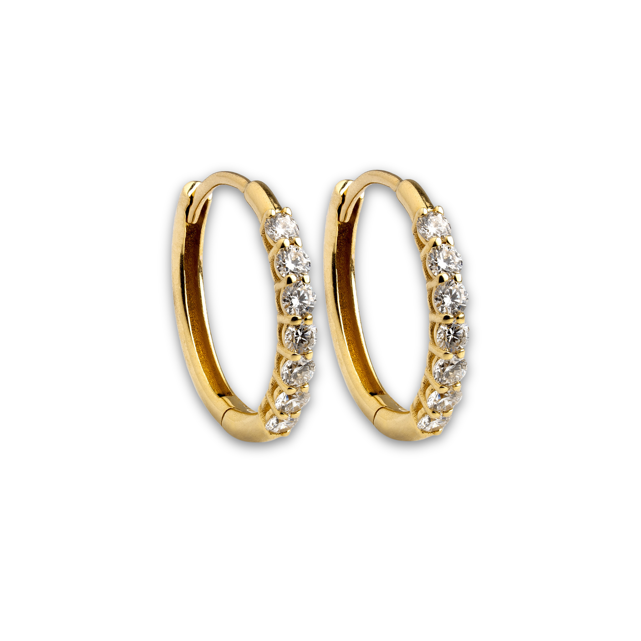 Klassische Diamantkreolen aus 14K Echtgold und Lab Grown Diamanten.
