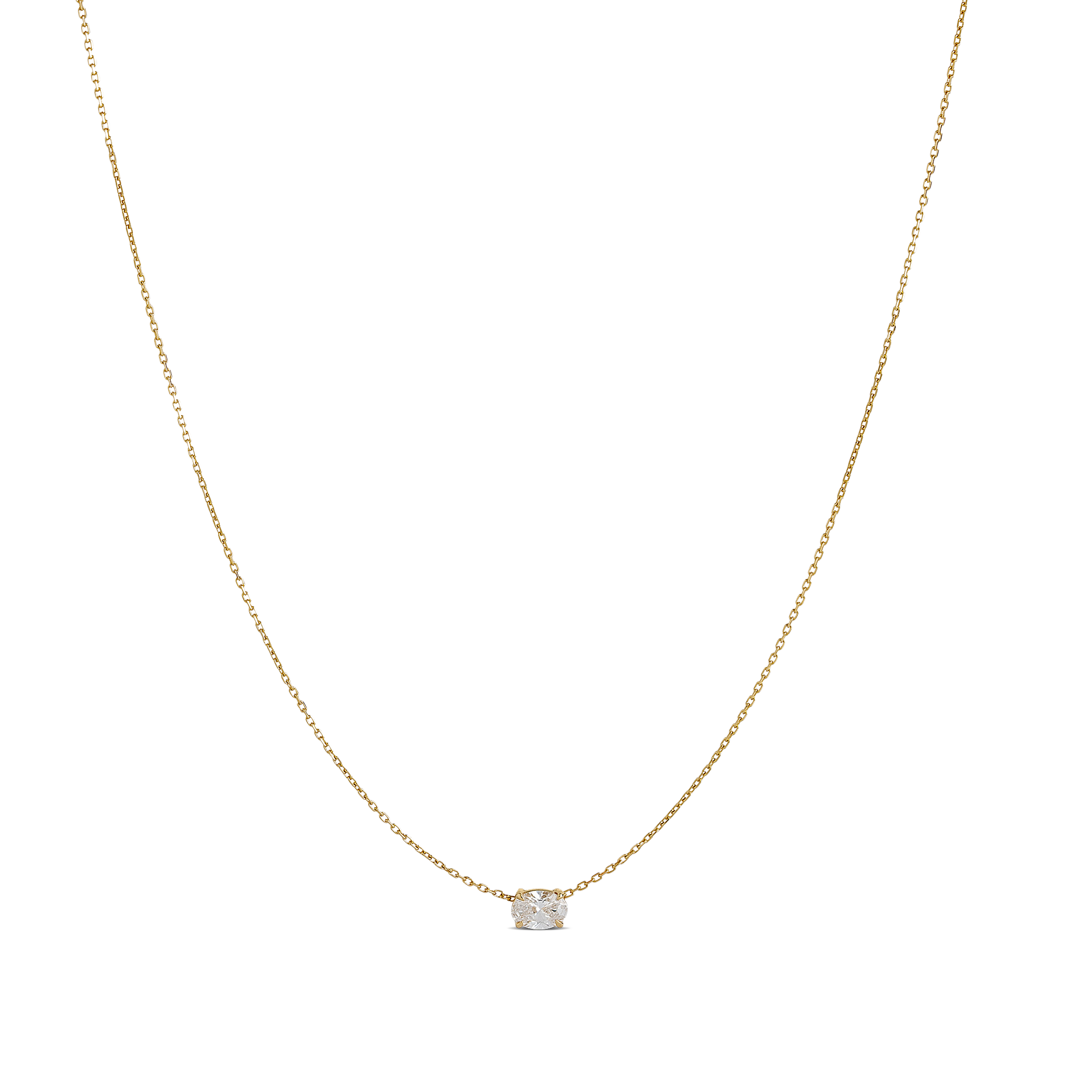 Diamantkette mit Ovaldiamant in 14K Echtgold gefasst.