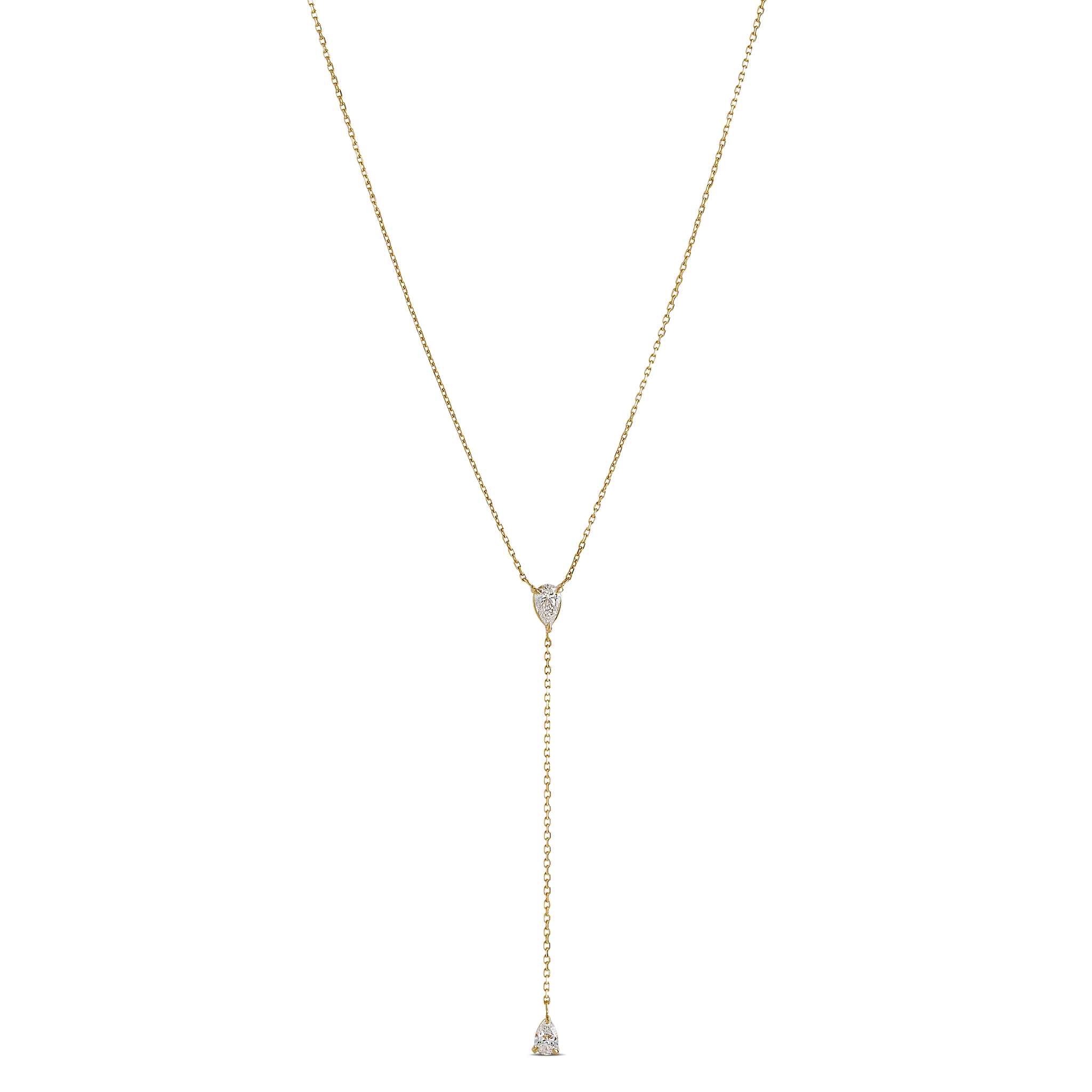 Hängende Tropfendiamanten in 14K Echtgold gefasst. Brautschmuck mit Lab Grown Diamanten.