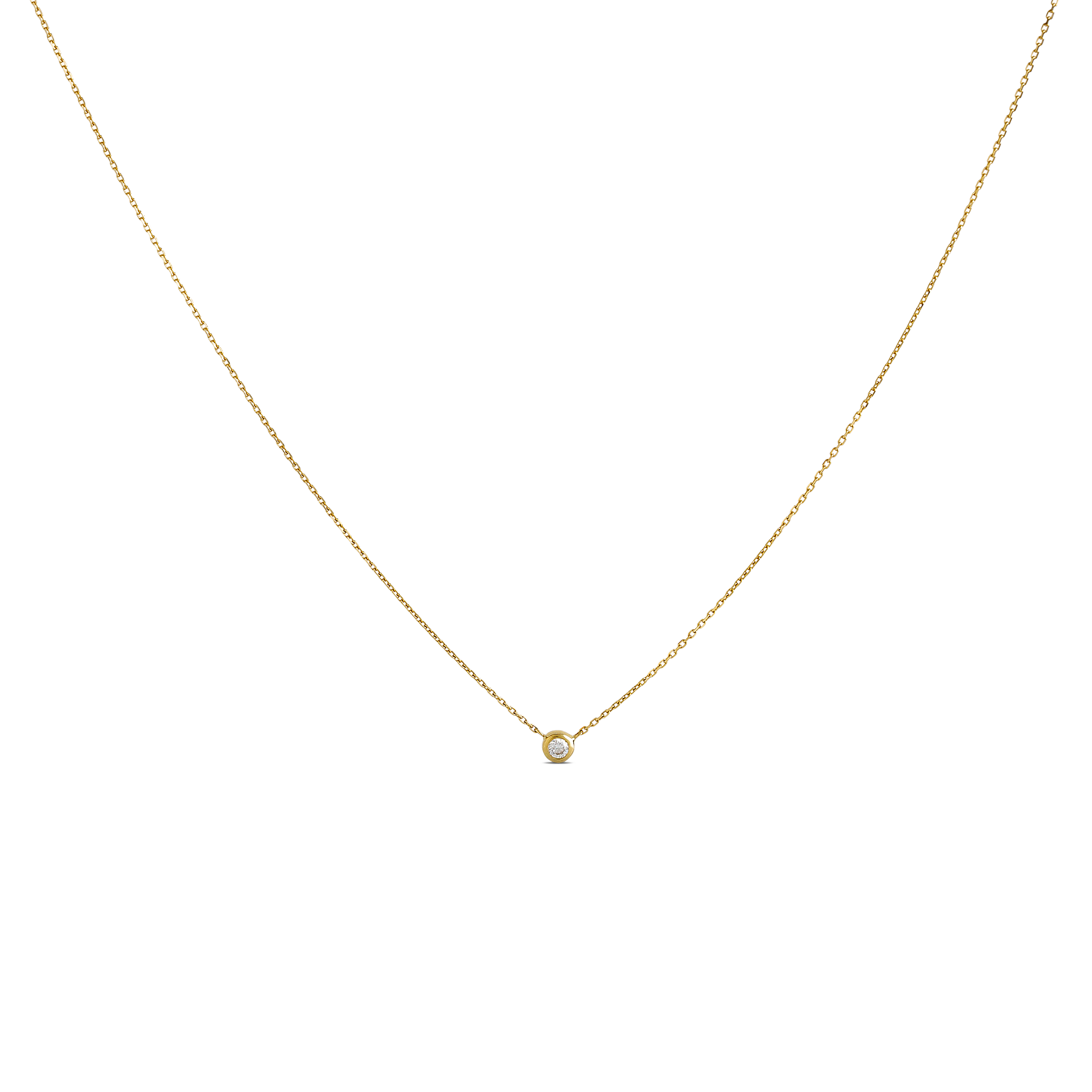 Klassische Diamanthalskette in 14K Gold und runder Lab Grown Diamond von Mooja Studio.