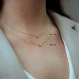 Klassische Diamanthalskette in 14K Gold und runder Lab Grown Diamond von Mooja Studio.