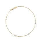 Brautschmuck Armband aus 14K Gold und drei Marquise Lab Grown Diamanten.