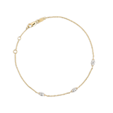 Brautschmuck Armband aus 14K Gold und drei Marquise Lab Grown Diamanten.
