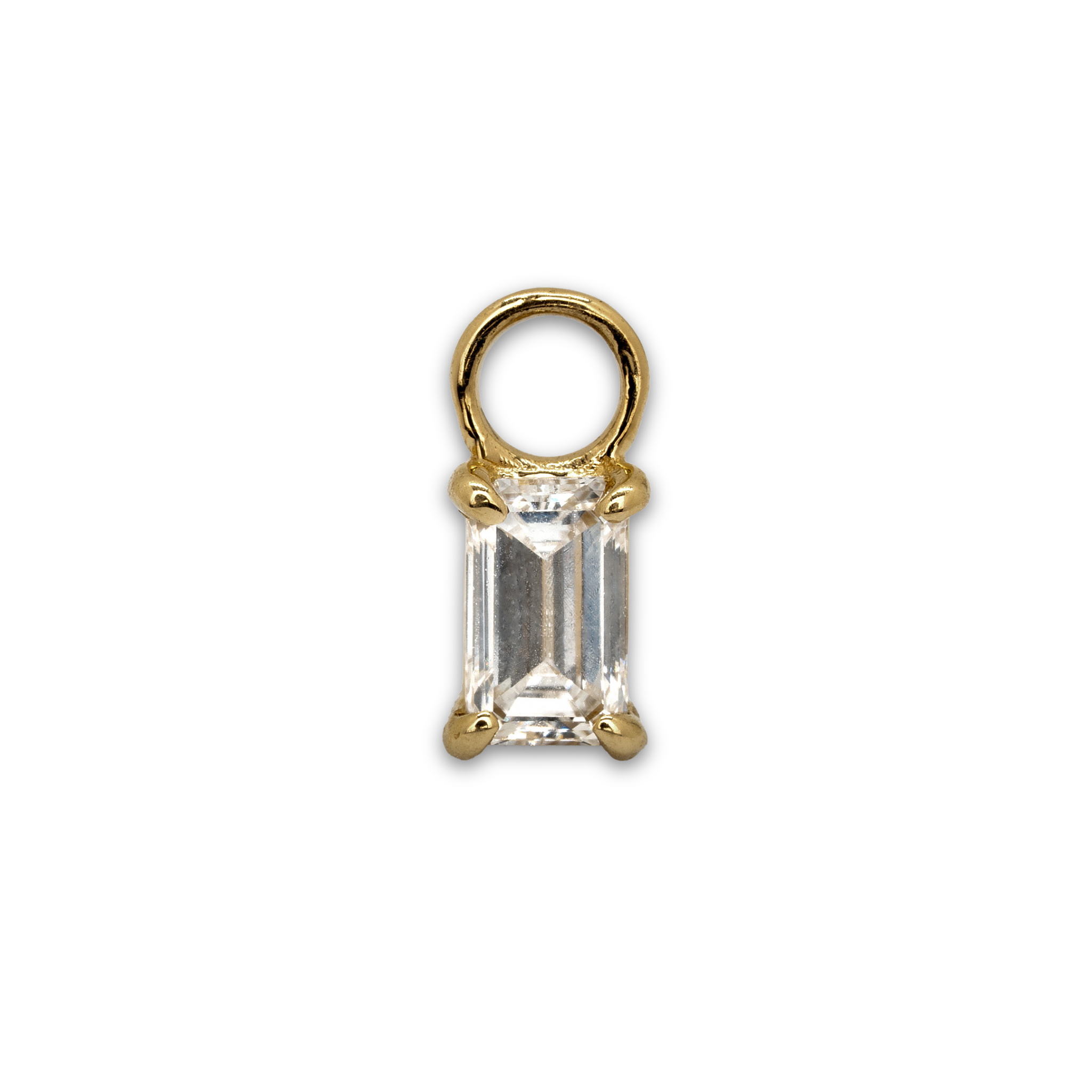 Ohrring Anhänger in 14k Gold mit Emerald Lab Grown Diamanten von Mooja Studio.