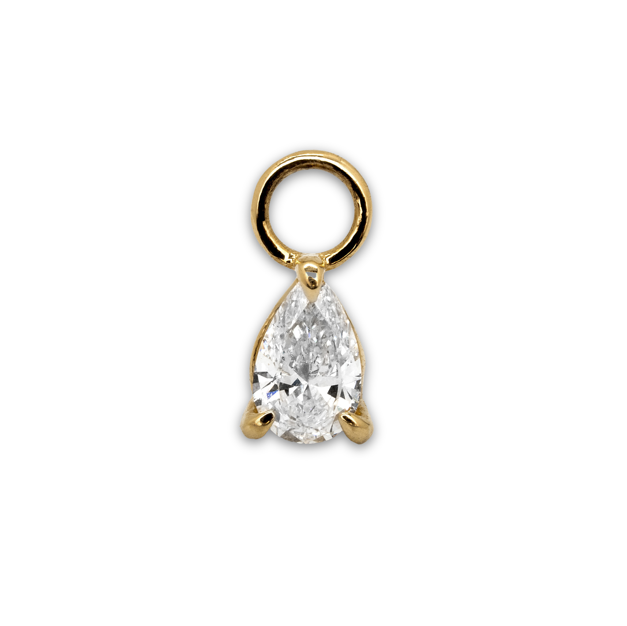 Ohrring Anhänger in 14K Gold von Mooja Studio. Besetzt mit Lab Grown Diamant im Tropfenschliff.